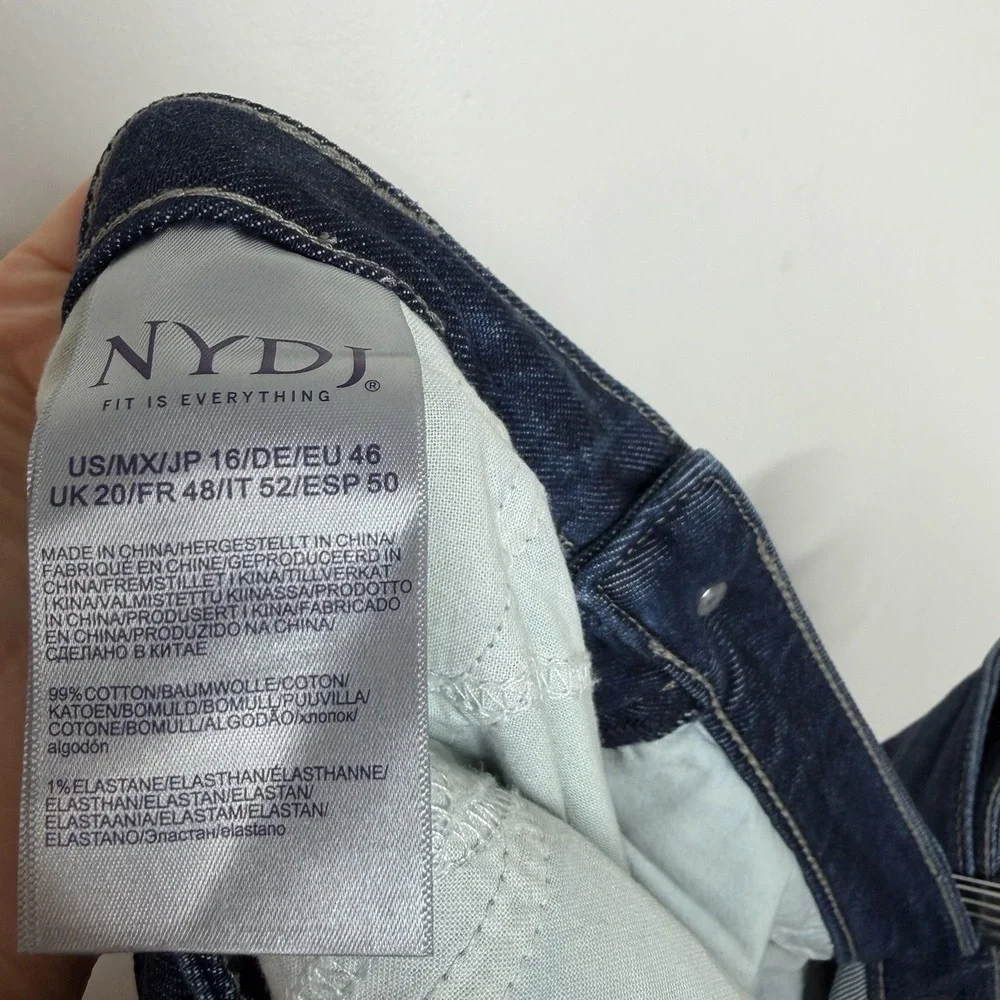 NYDJ Teresa Wide Leg Jeans Womens Size 16 Dark Wash Blue Mid Rise Stretch